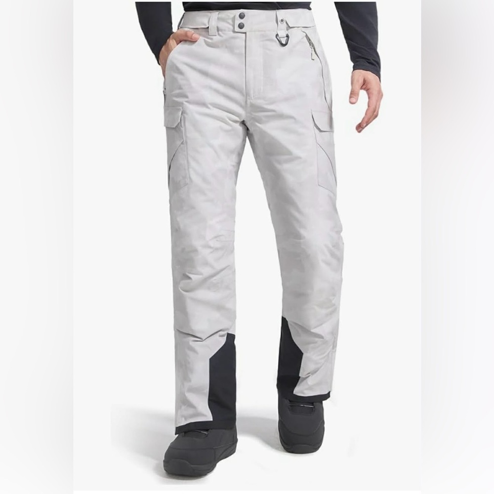 Free Soldier white/off white Waterproof Snow Pants Black Ankle Panels